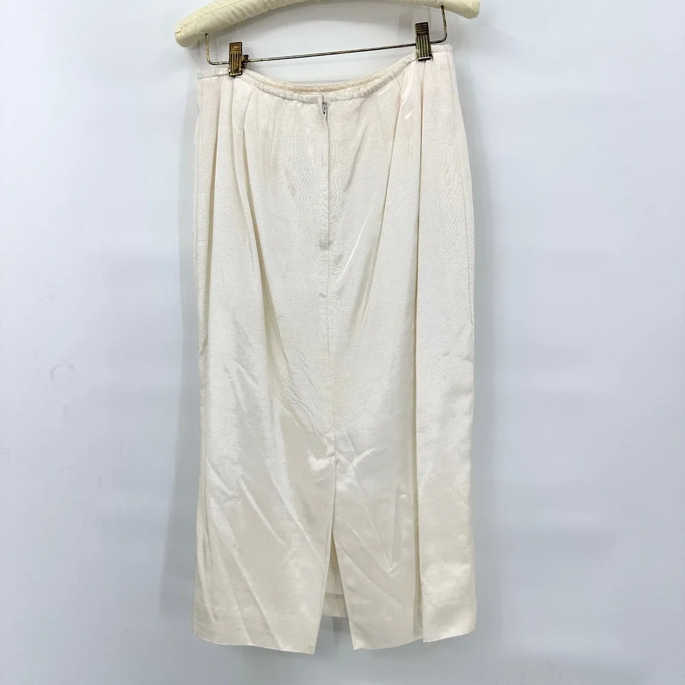 Vintage 80s Ivory Wedding Bridal Suit Set M Rosette Shoulder Lace Beaded‎